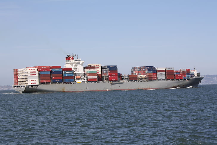 cargo ship, san francisco, bay, cargo, ship, transportation, container