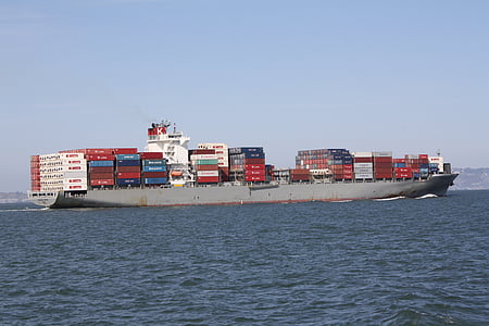 Frachtschiff, San francisco, Bucht, Fracht, Schiff, Transport, Container