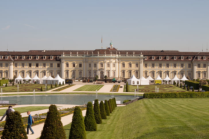 blühendes barokní, Ludwigsburg Německo, budova, slavný, barokní budova, Německo, hrad
