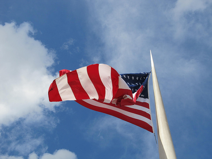 bandera americana, patriotisme, Estats Units, EUA, Patriòtica, agitant, brisa