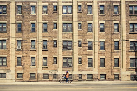 bicicleta, edificio, ciudad, fachada, barrio, calle, Windows