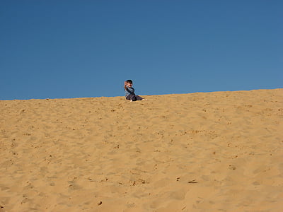ребенок, пустыня, До свидания, Лето, Голубой, небо, песок