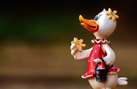 duck, funny, floral, bucket, figure, cute, sweet