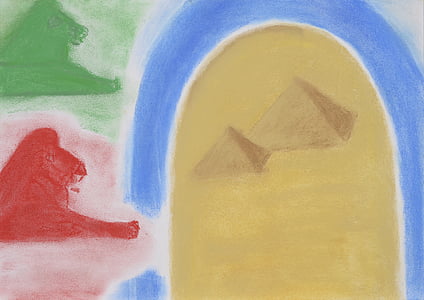 desen, pictura, imagine, copii, Leu, piramide, Desert