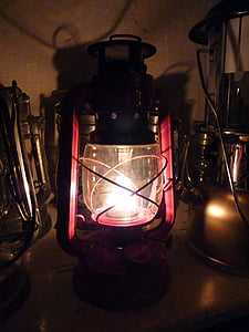 olielampe, lanterne, råolie, lampe, lys, mørk, nat