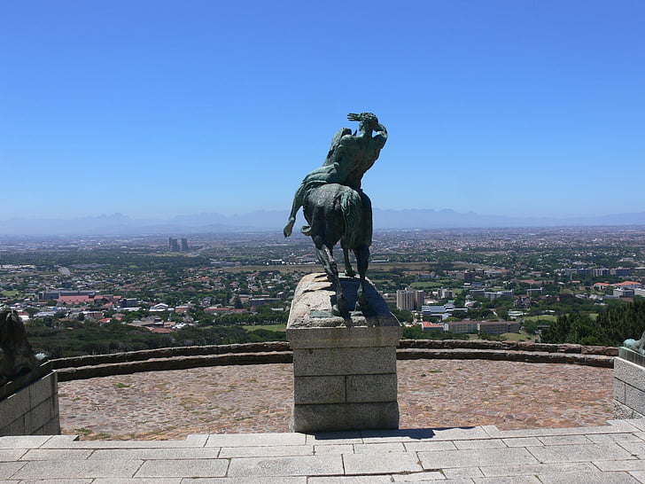 bronzo, Statua, città del capo, Sud Africa, uomo e cavallo, scultura