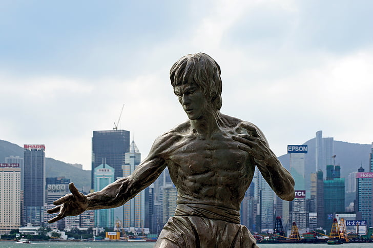 Bruce lee, Hong kong, Hong kong victoria harbour, Hong kong skyline, Asie, Čína, cestování