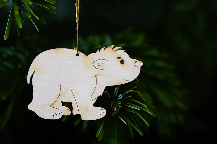 oso polar, oso polar pequeño, Lars, adornos de Navidad, adornos de árbol, dependen, Navidad