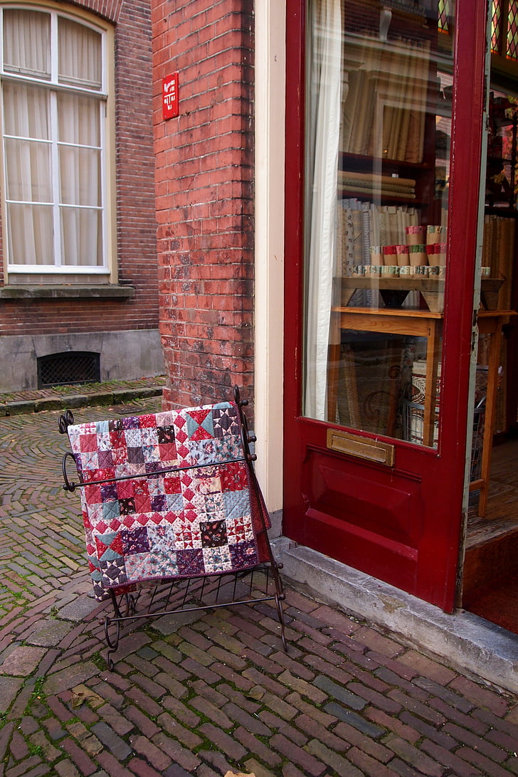 edredó, mosaic, exhibició, botiga, carrer, Països Baixos