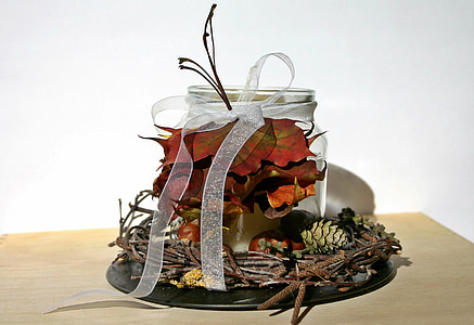 Herbst Dekoration, Deko, Dekoration, Braun, Herbst, Glas, dekorative