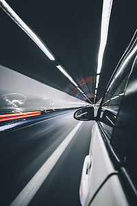 car, vehicle, transportation, road, tunnel, fast, bulb
