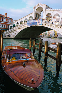 Venedig, Rialto, Bridge, båtar, kanal, venetianska, hus