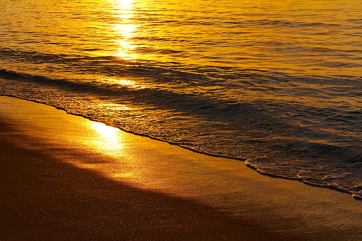Захід сонця, пляж, море, НД, океан