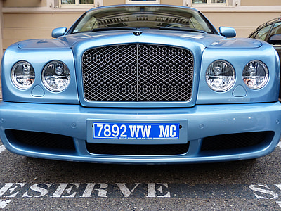 Bentley, auto, vozidlo, limuzína, Spotlight, mriežka, modrá metalíza