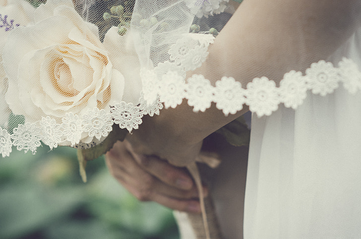 Γάμος, μπουκέτο, Αγάπη, λευκό, νύφη, τριαντάφυλλο, floral