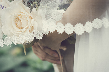 bröllop, bukett, Kärlek, vit, bruden, ökade, blommig