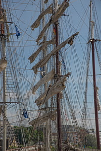 rigging, sailing vessel, boat mast, sail, sun, sailing boat
