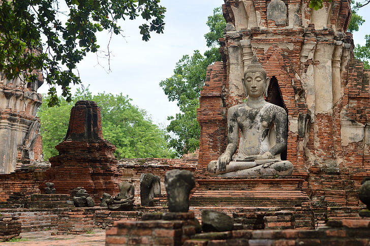 Banguecoque, Ayutthaya, a antiga capital, ruínas, velho, edifício, história