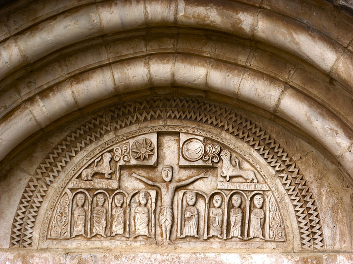 Błona bębenkowa, portalada, Romański, Pantokratora, Relief, Siurana