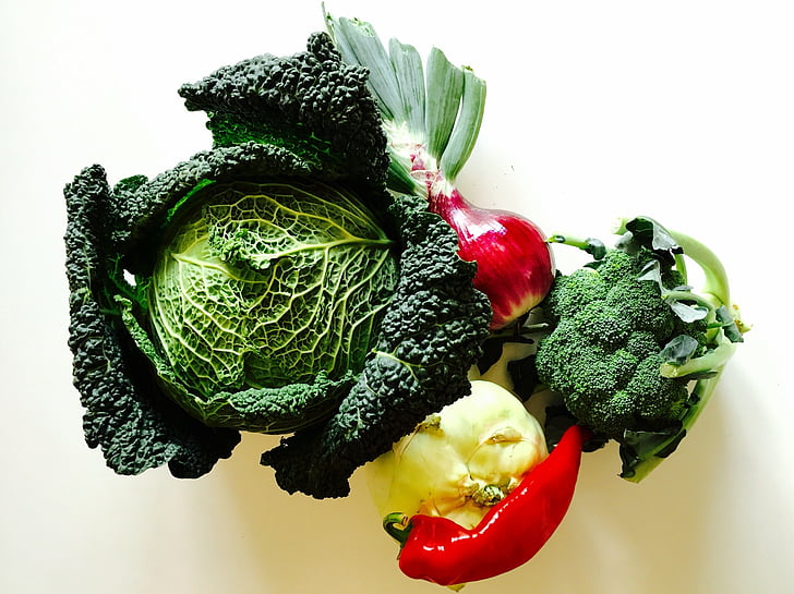 grønnsaker, Savory kål, brokkoli, løk, farge, vegetabilsk, mat