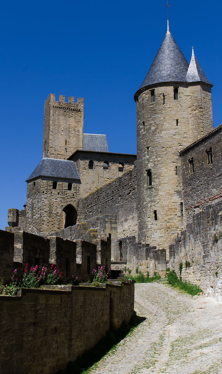 Carcassonne, Franciaország, Castle, nyugodt, középkori, középkori jelenet, erőd