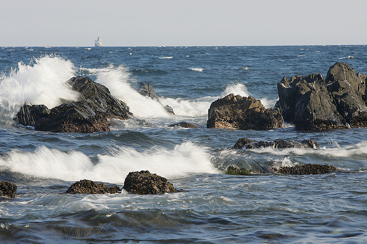 mar, ondas, rocha
