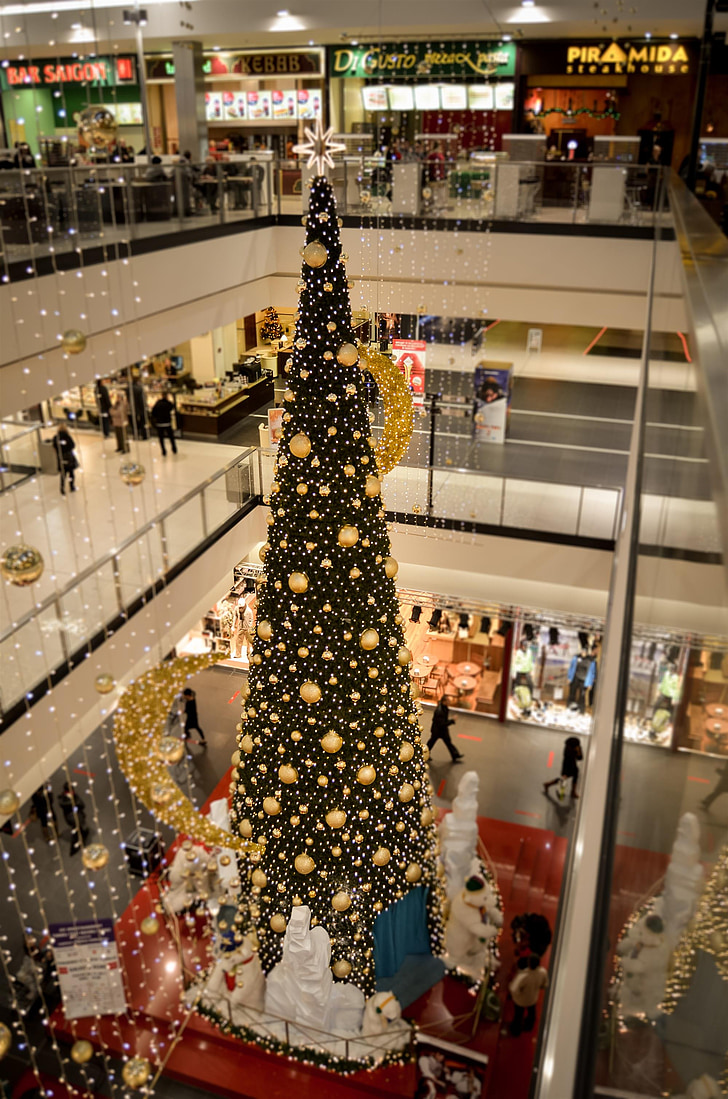 クリスマス ツリー, 休日, ショッピング モール, ショッピング, 購入します。
