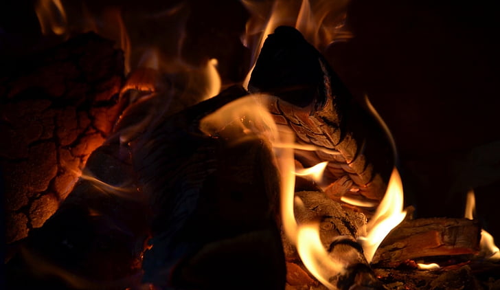 fire, log, embers, glowing, flames, heat, fire - Natural Phenomenon