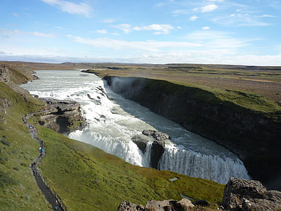 gullfoss, ūdenskritums, upes, hvítá, ölfusá, haukadalur, Islande
