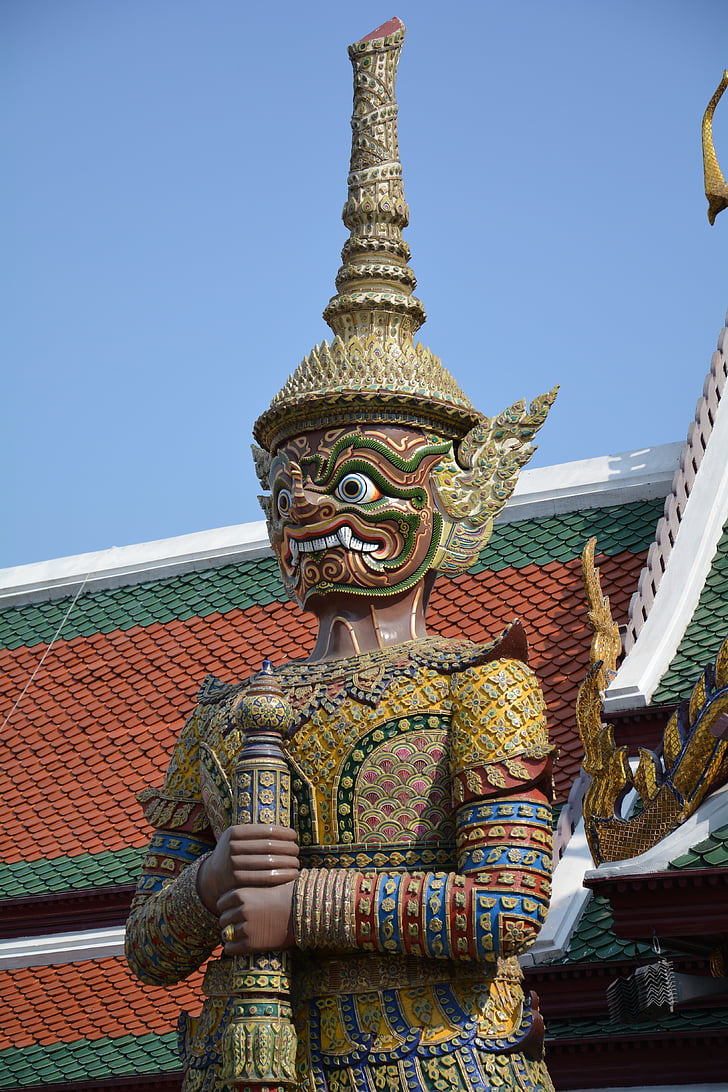 temple of the emerald buddha, giant, statue, thailand