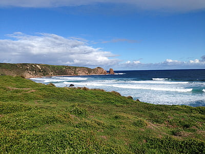 Austrālija, Viktorija, okeāns, jūra, krasta līnija, klints, pludmale