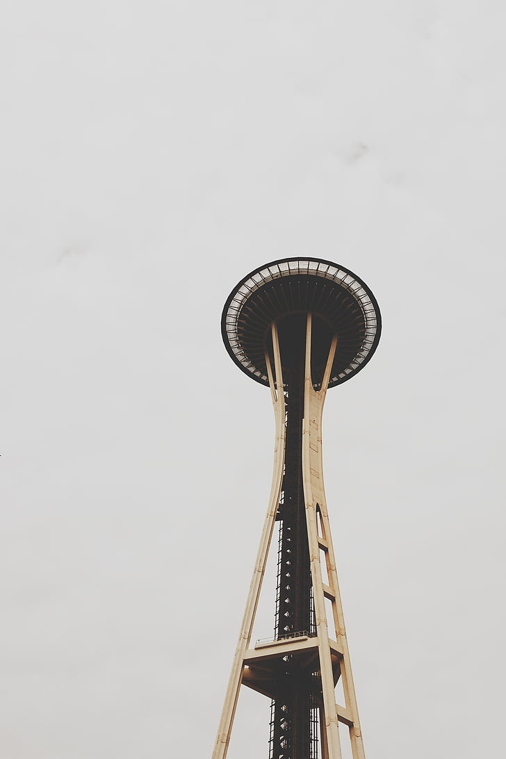 wieży Space needle, Seattle, Wieża widokowa, Restauracja, Architektura, punkt orientacyjny, nowoczesne