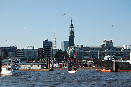 Hamburg, pristanišča, ladje, Michel