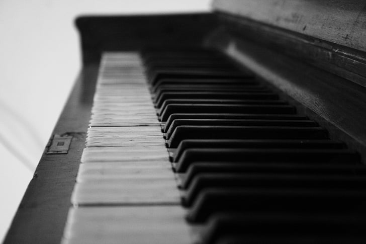 fortepian, czarny, biały, Muzyka