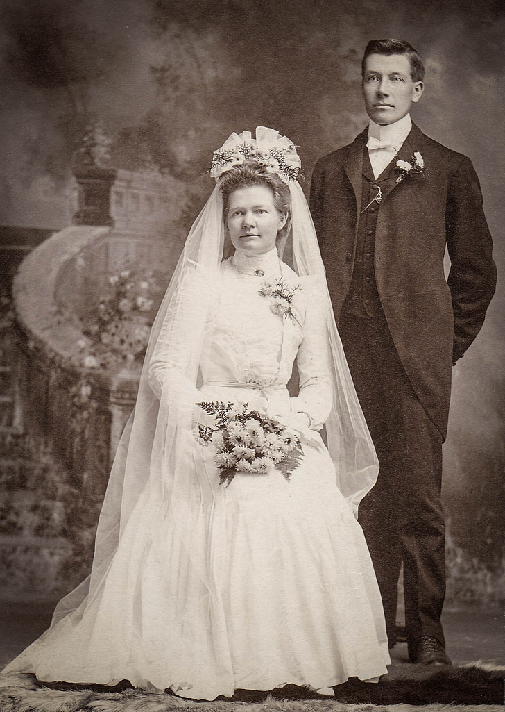 núvia, nuvi, casament, anyada, retro, principis del segle XX, parella