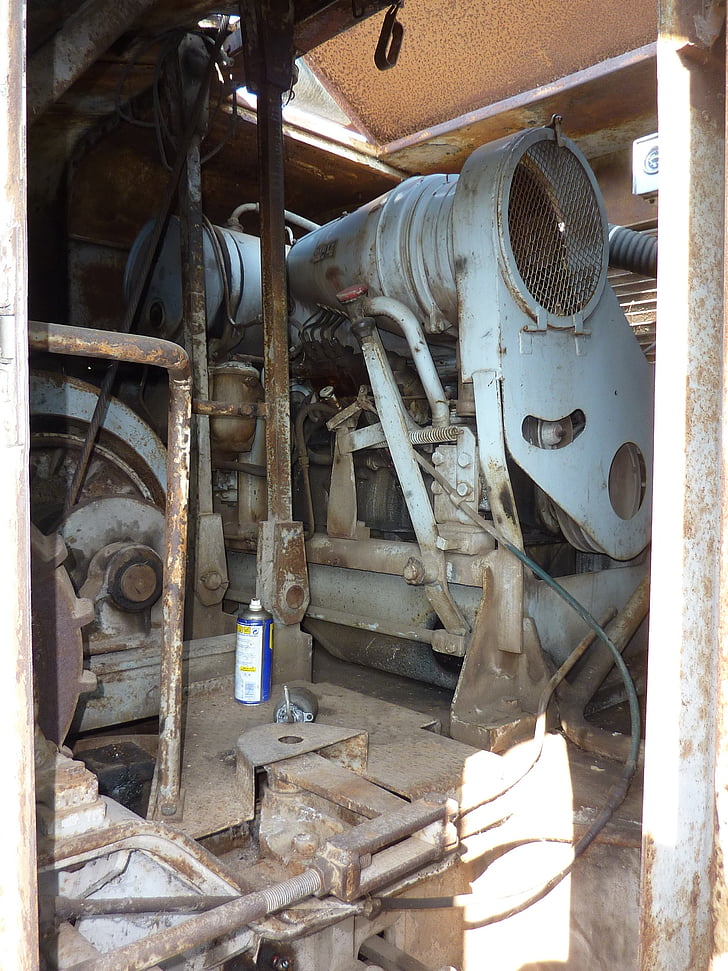 excavators, excavator engine, old, technology, rusted, rusty