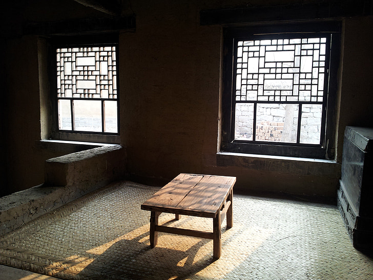 huone, ikkuna, taulukko, vanha, huonekalut, historia, Kiina