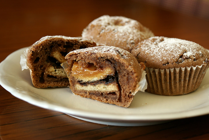 muffinka, Muffin, muffins, skär muffinka, tvärsnitt av cupcakes, tårtan, efterrätt