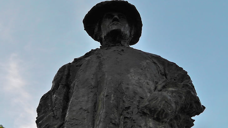 estàtua, Monument, silueta, metall, figura, home, barret