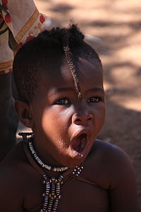 Namibia, barn, svart, färg, Himba, Afrika, inhemska