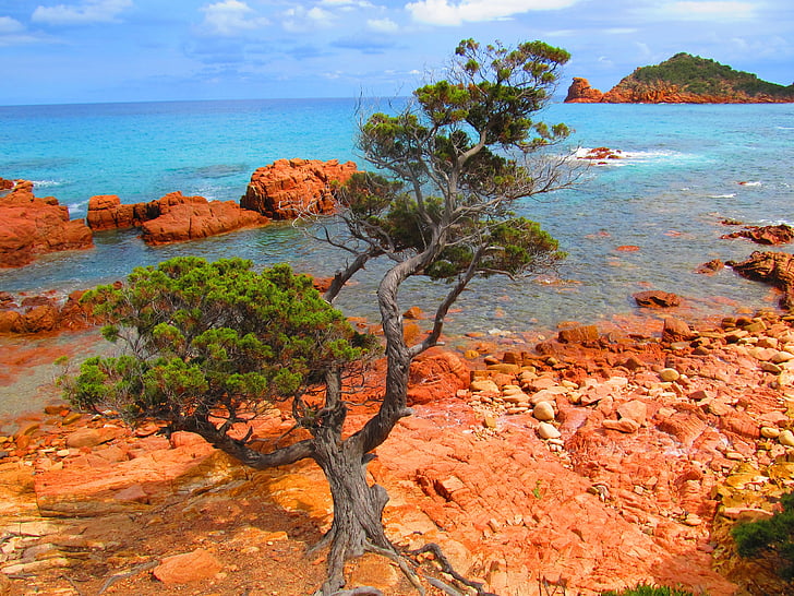 Сардиния, Су sirboni, море, диви, природата, червен, рок
