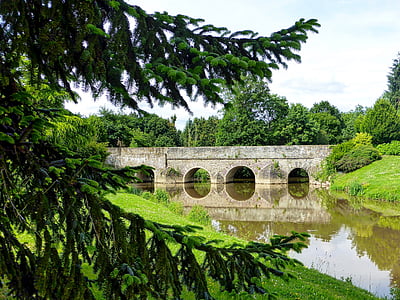 Pont, pedra, Ploërmel, arcs, riu, arquitectura, estructura