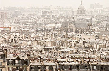 Paříž, Francie, Sacre coeur, střechy, střecha, střecha domu, cihla
