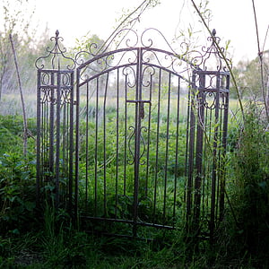 cilj, metala, Stari, ukras, željezne ograde, blokiran, priroda