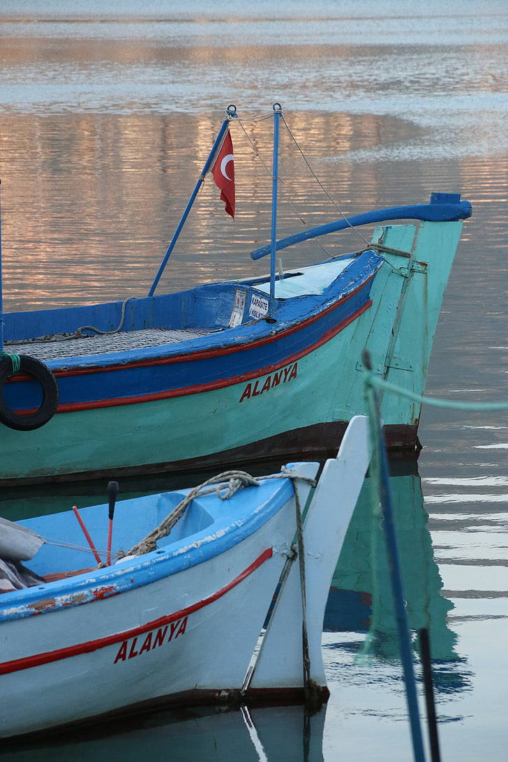 vaixell, Marina, l'aigua, reflexió, posta de sol, paisatge, Portuària