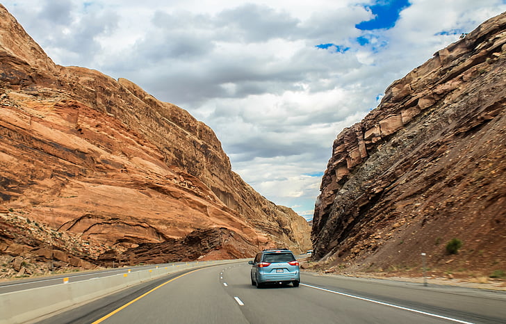 Utah, montanhas, estrada, Canyon, natureza, paisagem, viagens