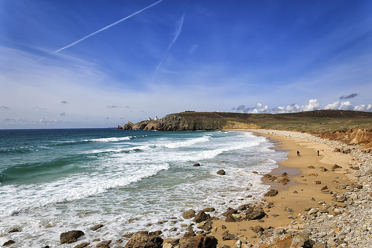 Bretagne, havet, landskap, naturen, stranden, sida, vatten