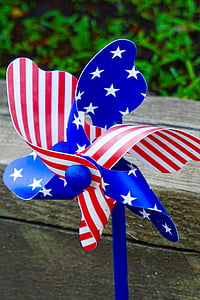 pinwheel, spinner, rotator, red white and blue, usa, propeller, stars and stripes