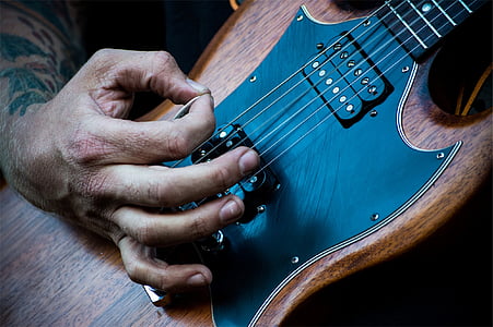 електрическа китара, музикант, инструмент, изписване, ръце, музика, аудио