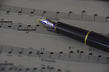 música, partição, notas, caneta, artistas, concerto, caneta esferográfica